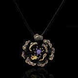 Bohemia Jewelry Sunflower Pendant Necklace Zircon Filled Chokers Necklace