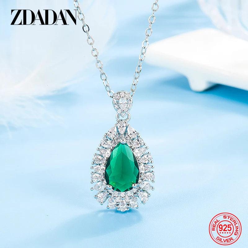 925 Silver Emerald Necklace for Women