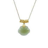 Vintage Hetian Jade Cloud Necklace Ancient Craft Pendant Ethnic Wedding Jewelry