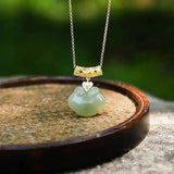 Vintage Hetian Jade Cloud Necklace Ancient Craft Pendant Ethnic Wedding Jewelry