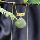 Vintage Hetian Jade Cloud Necklace Ancient Craft Pendant Ethnic Wedding Jewelry