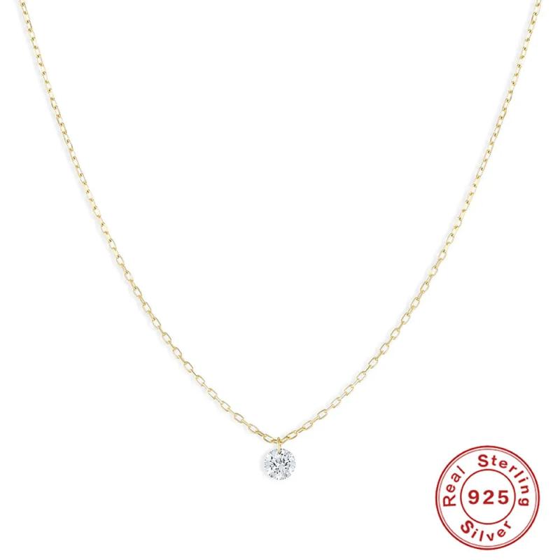 Zircon Pendant Necklace 925 Sterling Silver Chains For Women Birthday