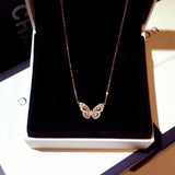 Rose Silver Butterfly Pendant Long Chain Necklace Choker for Women