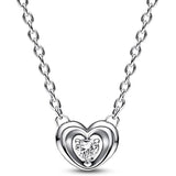 Radiant Heart Wishbone & Floating Stone Curved Feather Collier Necklace