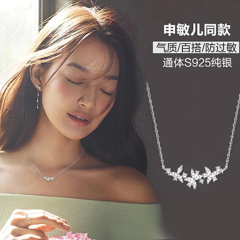 925 Silver Flower Necklace for Women