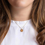 925 Silver Orange Butterfly Disc Pendant Necklace 18K Plated Zircon Star