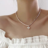 925 Silver Heart Pearl Choker Necklace for Women - Fine Jewelry