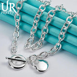 925 Silver Heart Pendant OT Buckle 18 Inch Chain for Woman
