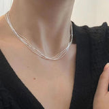 925 Silver Geometric Lines Choker Necklace For Women