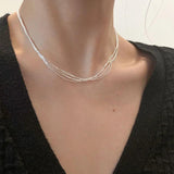 925 Silver Geometric Lines Choker Necklace For Women