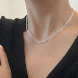 925 Silver Geometric Lines Choker Necklace For Women