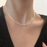 925 Silver Geometric Lines Choker Necklace For Women