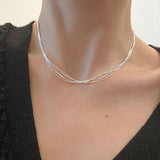 925 Silver Geometric Lines Choker Necklace For Women