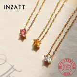 925 Silver Zircon CZ Pentagon Choker Necklace for Women Party