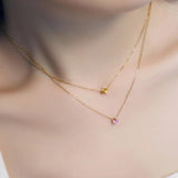 925 Silver Zircon CZ Pentagon Choker Necklace for Women Party