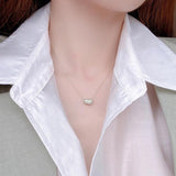 Inlaid CZ Beans Women Necklace Bling Zirconia Colar Jewelry Gift