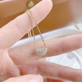 Inlaid CZ Beans Women Necklace Bling Zirconia Colar Jewelry Gift