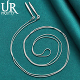 925 Silver Double Strip Long Water Drop Necklace 18 Inch Chain