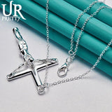 925 Silver Jesus Cross Necklace with Snake Chain