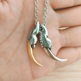 Men's Retro Silver Dragon Claw Pendant Necklace Gift
