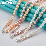 7-8mm Freshwater Pearl Necklace 925 Silver Lobster Clasp Wedding Jewelry