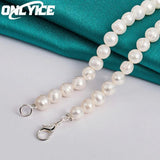 7-8mm Freshwater Pearl Necklace 925 Silver Lobster Clasp Wedding Jewelry