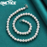 7-8mm Freshwater Pearl Necklace 925 Silver Lobster Clasp Wedding Jewelry