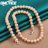 7-8mm Freshwater Pearl Necklace 925 Silver Lobster Clasp Wedding Jewelry