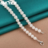 7-8mm Freshwater Pearl Necklace 925 Silver Lobster Clasp Wedding Jewelry