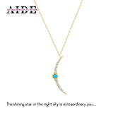 S925 Silver Turquoise Moon Charm Pendant Necklace for Women
