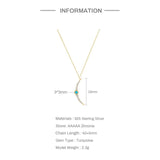 S925 Silver Turquoise Moon Charm Pendant Necklace for Women
