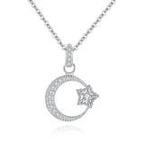 Star Moon 925 Silver Necklace Women Pendant