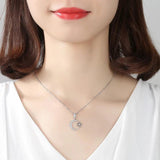 Star Moon 925 Silver Necklace Women Pendant