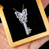 925 Silver Butterfly Key Necklace for Women