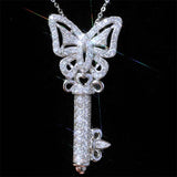 925 Silver Butterfly Key Necklace for Women