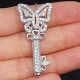925 Silver Butterfly Key Necklace for Women