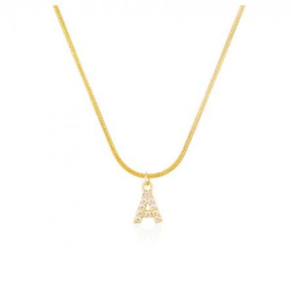 Zircon Letter Initial Necklace Women Choker Chain Alphabet Collar Jewelry
