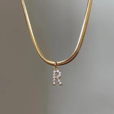 Zircon Letter Initial Necklace Women Choker Chain Alphabet Collar Jewelry