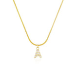 Zircon Letter Initial Necklace Women Choker Chain Alphabet Collar Jewelry