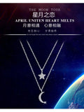 925 Silver Stars Moon Necklace Pendant Jewelry Statement for Women