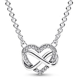 Infinity Heart Crystal Necklace 925 Sterling Silver Charm