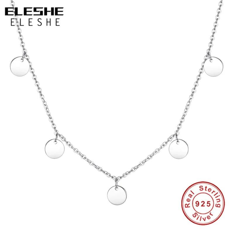 925 Silver Tassel Round Pendant Necklace for Women Party Wedding