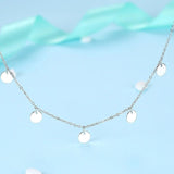 925 Silver Tassel Round Pendant Necklace for Women Party Wedding