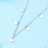 925 Silver Tassel Round Pendant Necklace for Women Party Wedding