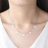 925 Silver Tassel Round Pendant Necklace for Women Party Wedding