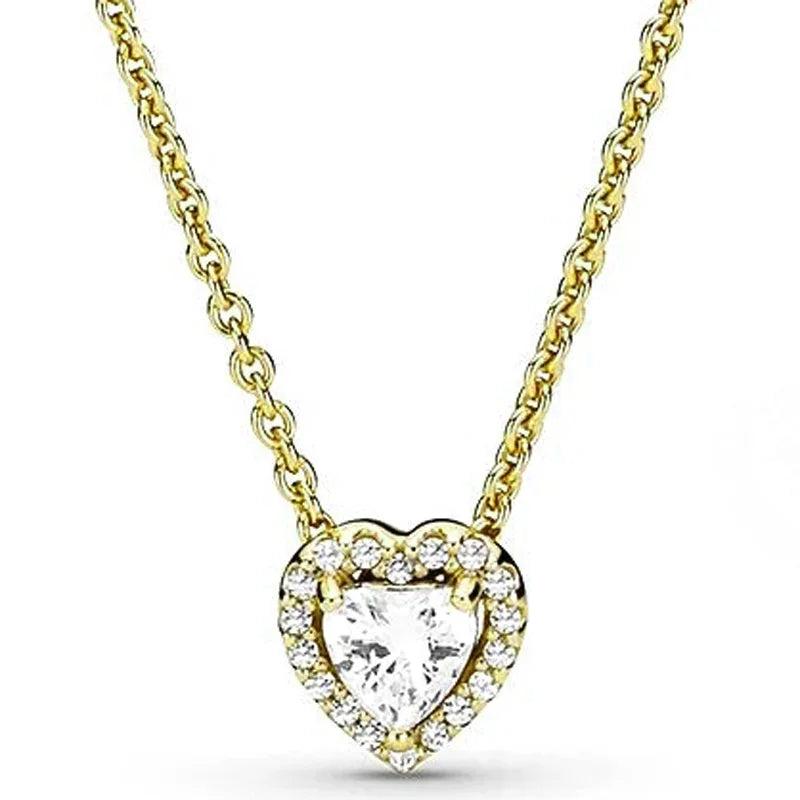 Rose Timeless Elegance Heart Pendant Necklace with Pink Crystal