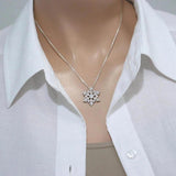 Snowflakes Necklace Crystal CZ Stone Women Winter Christmas Jewelry