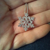 Snowflakes Necklace Crystal CZ Stone Women Winter Christmas Jewelry
