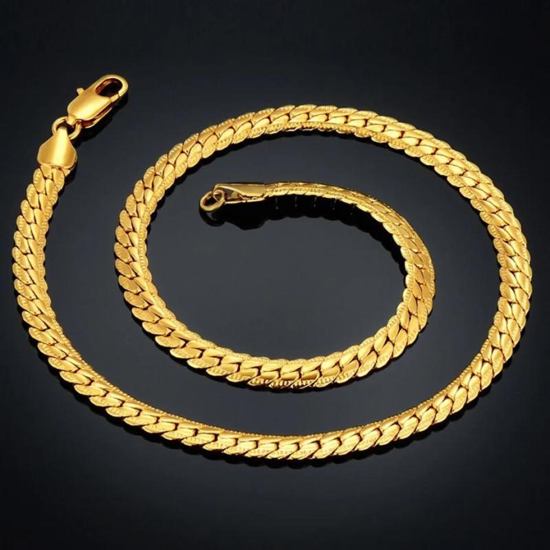 Men Necklace 6MM Sideway Chain Long Choker 45/50/60cm Sporty Gift