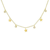 Zircon Star Pendant Necklace 925 Silver Clavicle Chain Women Fine Jewelry